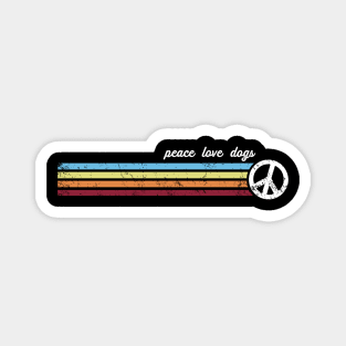 Retro Stripes Peace Love Dogs Magnet