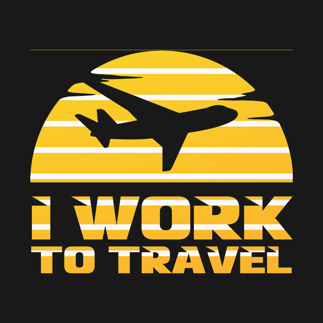 I Work To Travel dark Stripes Bow Design travel by Musa Wander