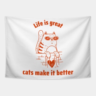 Life is great with cats Tapestry