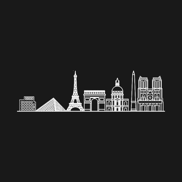 Paris Skyline in white with details by Mesyo