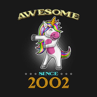 Awesome Since 2002 T Shirt Cute Unicorn Floss Birthday Gift T-Shirt