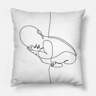 Newborn one  line art. Line drawing baby . Baby sleeping Pillow