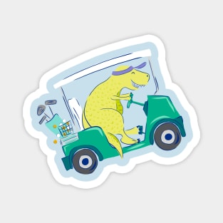 Golf Carting Dino Magnet