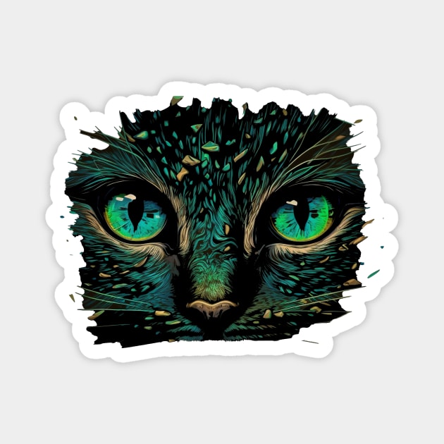 Cat Face, Cat Lover, Geen Cat Magnet by logiamerch