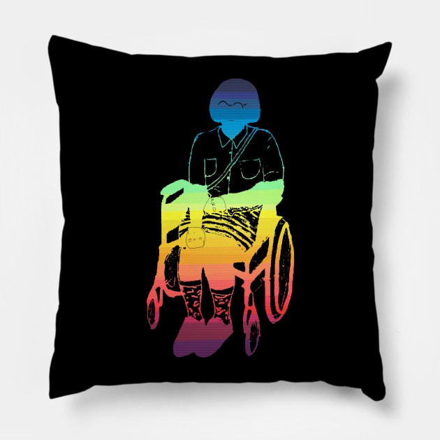 Rainbow (Manual Chair) Pillow by annieelainey