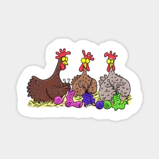 Funny chicken trio knitting cartoon Magnet