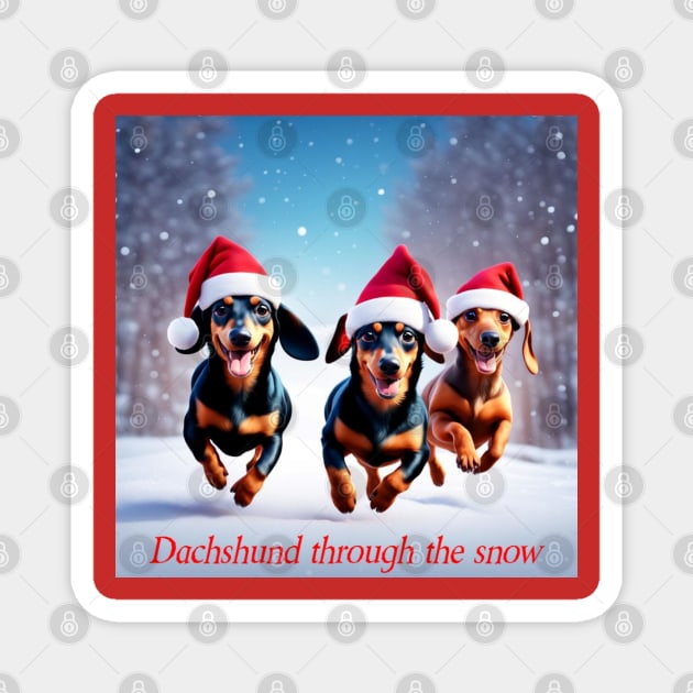 Dachshund through the snow Magnet by tocksickart