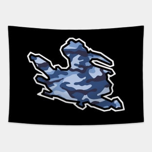 Mayne Island Silhouette in Blue Camouflage - Camo Pattern - Mayne Island Tapestry