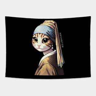 Cat with a Pearl Earring Tapestry
