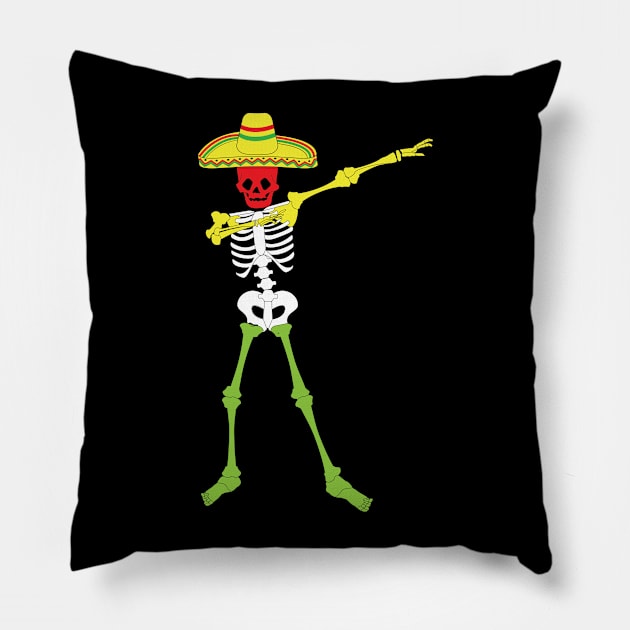 Dabbing Cinco De Mayo Shirt - Dabbing Skeleton Men Women Pillow by amitsurti