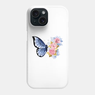 Blue Butterfly with Roses Phone Case