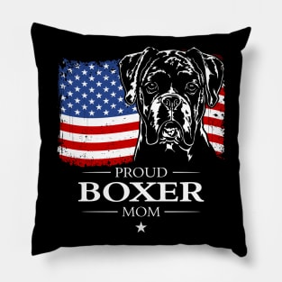 Proud Boxer Dog Mom American Flag patriotic dog Pillow