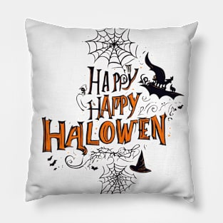 Happy Halloween typography poster with handwritten calligraphy text illustration Pillow