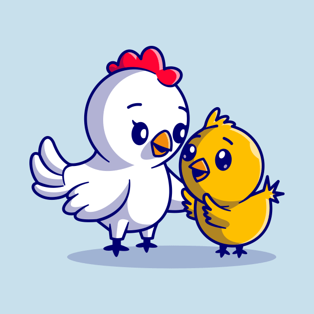 Cute Mother Chicken With Hen Cartoon by Catalyst Labs