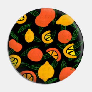 Citrus lemon grapefruit mandarin orange leaves pattern Pin