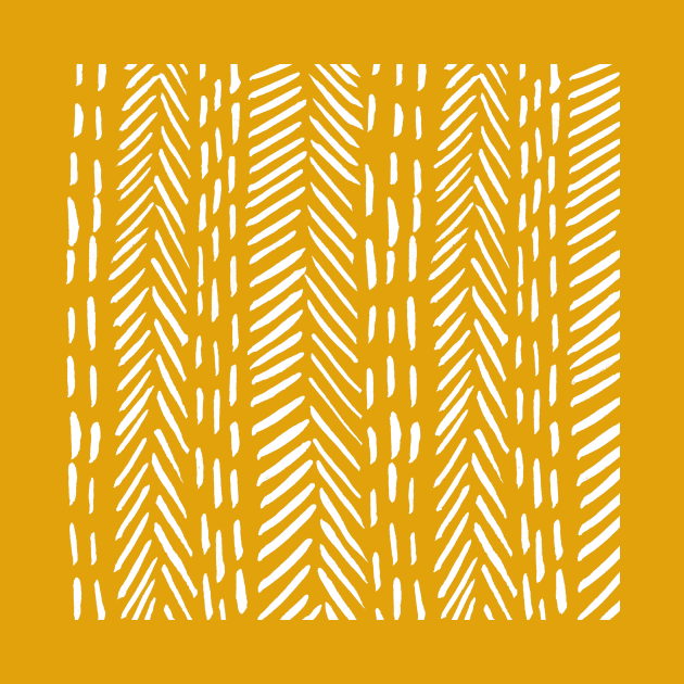 Abstract herringbone pattern - white and ochre by wackapacka