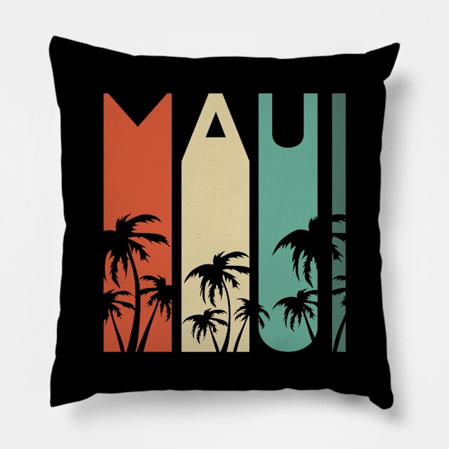 Hawaii Maui Art Surf Beach Vintage Hawaiian Beach Maui Island Retro Honolulu Flower Pillow by Shirtsurf