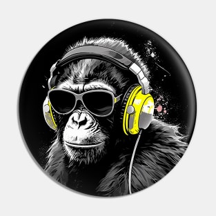 Cool summer monkey ape dj design Pin