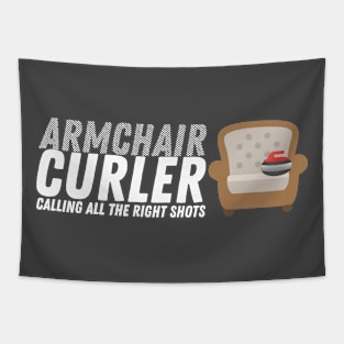 Curling - Armchair Curler - White Text Tapestry