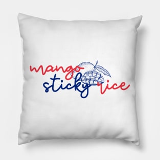 mango sticky rice - Thai blue and red - Flag color - with sketch Pillow