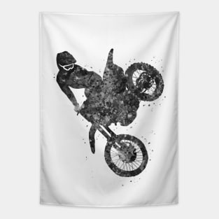 Motocross extreme black and white Tapestry