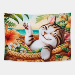 Island Bliss in a Basket Tapestry