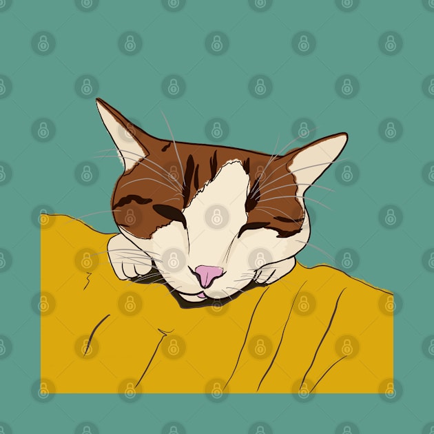 Soya the cat - Favourite Blanket by Chigurena