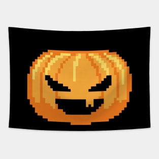 Scary Pumpkin Pixel Art Tapestry