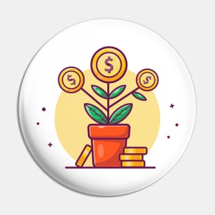 Money plant with stock of coin cartoon Pin