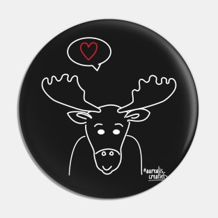 Love moose on navy blue Pin