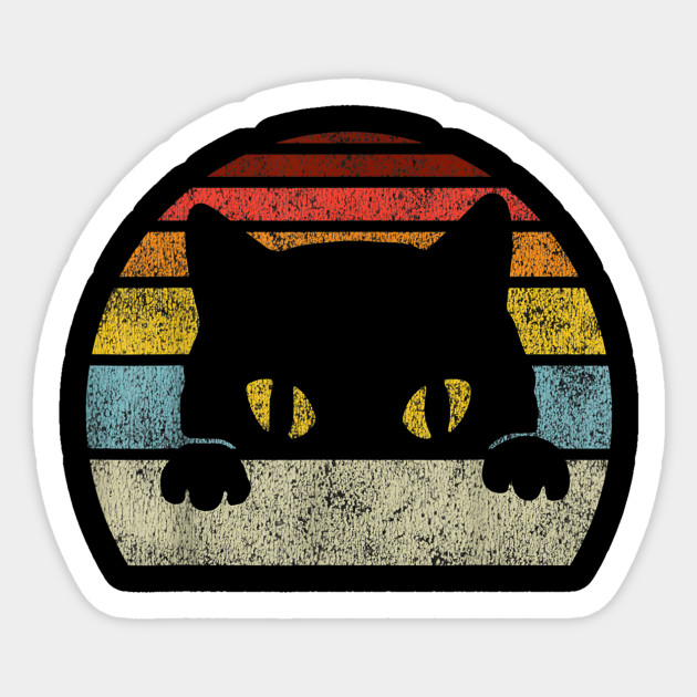 Vintage Black Cat Lover, Retro Style Cats Gift Sticker - Vintage Black Cat Lover Retro Style Cat - Sticker