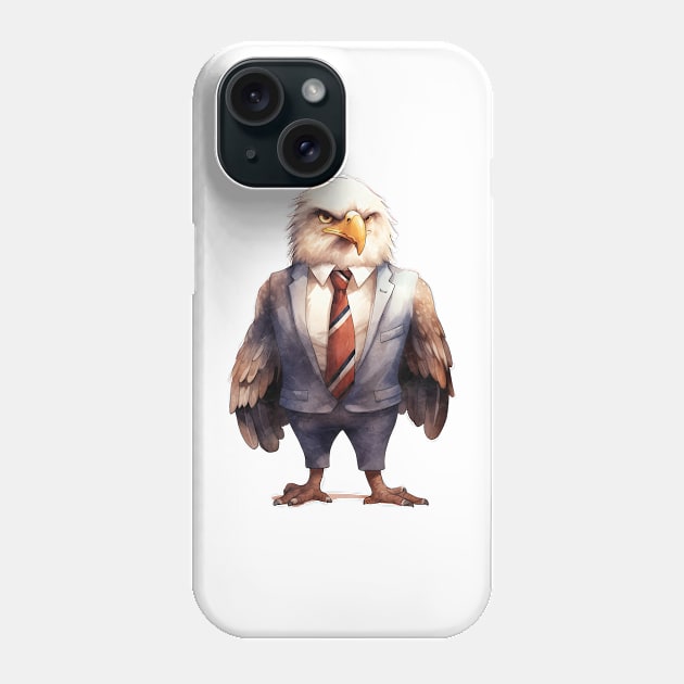 Bald Eagle Wearing a Tie Phone Case by Chromatic Fusion Studio