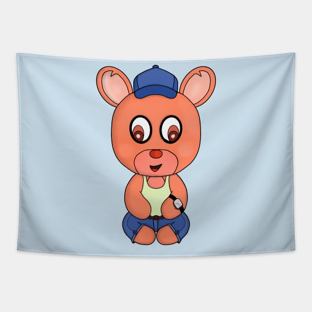 A Bear wearing cute clothes and accessories Tapestry by DiegoCarvalho