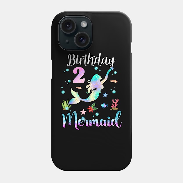 2 Years Old Birthday Mermaid Happy 2nd Birthday Phone Case by Vintage White Rose Bouquets