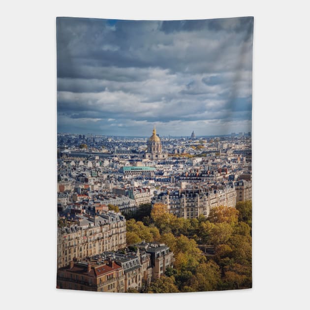 Autumn parisian cityscape Tapestry by psychoshadow