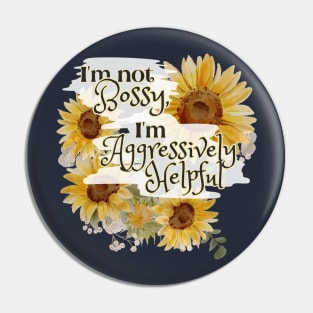 bossy woman gift, watercolor botanical,  sunflower floral flowers Pin