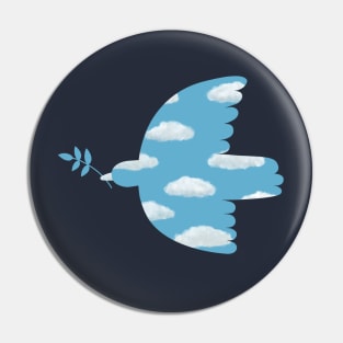 Blue Sky peace dove - surreal bird design by Cecca Designs Pin