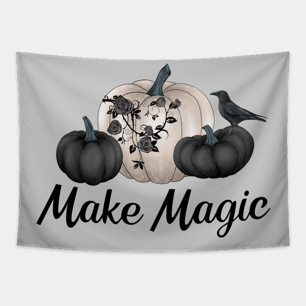 Raven Black Pumpkins Make Magic Halloween Gothic Wicca Pagan Gifts Tapestry by InnerMagic