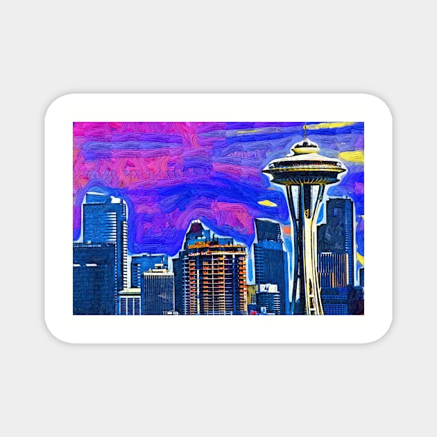 Spece Needle Fauvism Style Magnet by KirtTisdale