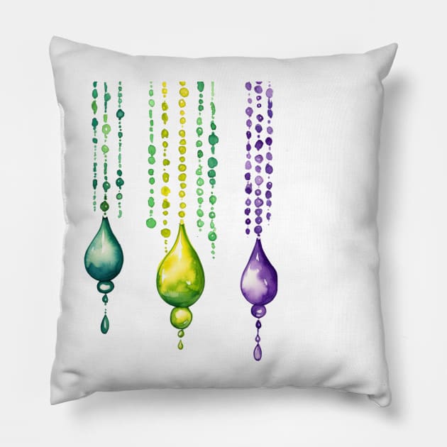 Mardi Gras String of Beads Pillow by mw1designsart