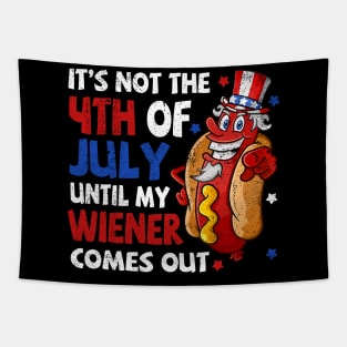 4th of July Funny Wiener Partying Grilling Fourth Humor Gift Hot Dog BBQ Tapestry