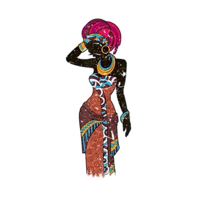 Afro Black Women Head Wrap Dashiki Style by StuSpenceart