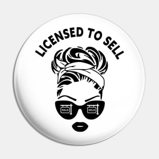 Licensed To Sell  Real Estate Messy Bun Cat Eye Sunglasses Pin