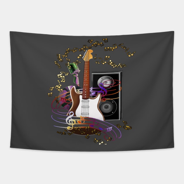 Guitar Musically Tapestry by KimLeex