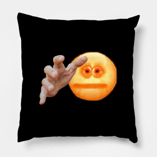 cursed hand emoji, scary and funny smiley face. - Cursed - Pillow