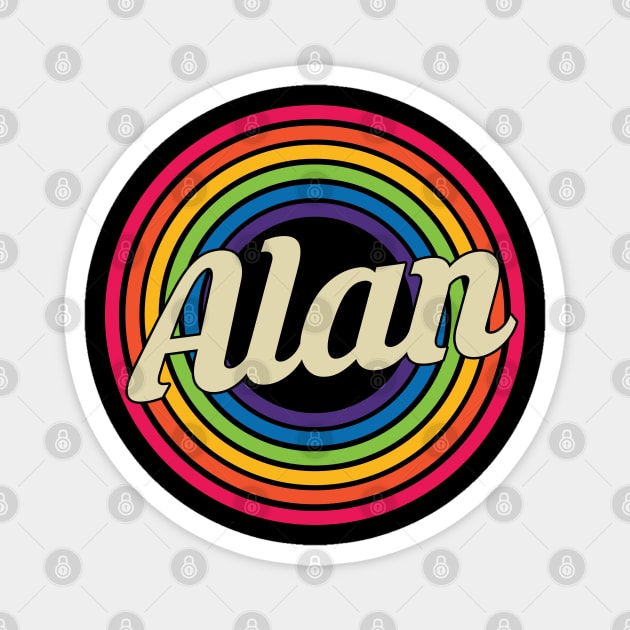 Alan - Retro Rainbow Style Magnet by MaydenArt