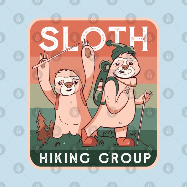 Funny Vintage Sloth Hiking Group by HiFi Tees