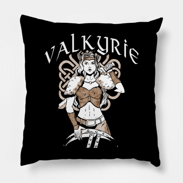 Viking Valkyrie Nordic Norse Mythology Warrior Pillow by Sassee Designs