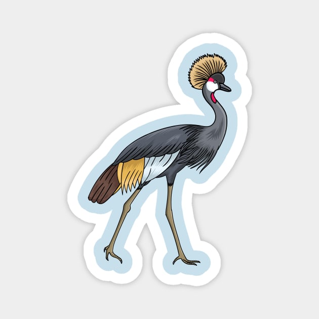 Grey crowned crane cartoon illustration Magnet by Cartoons of fun