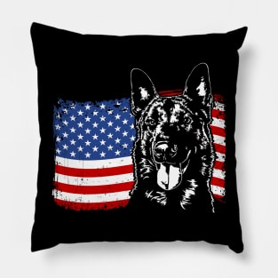 Proud Belgian Malinois American Flag patriotic gift dog Pillow